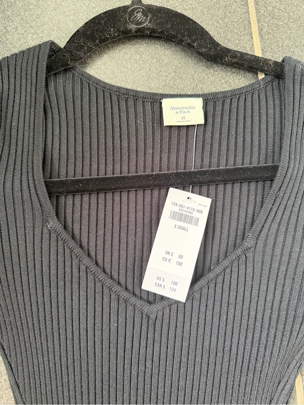 Abercrombie & Fitch Black Ribbed Long-Sleeve Maxi Sweater Dress XS NWT